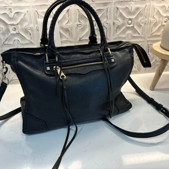 Rebecca Minkoff Sleek Black Leather Shoulder Bag with Strap - Picture 6 of 10